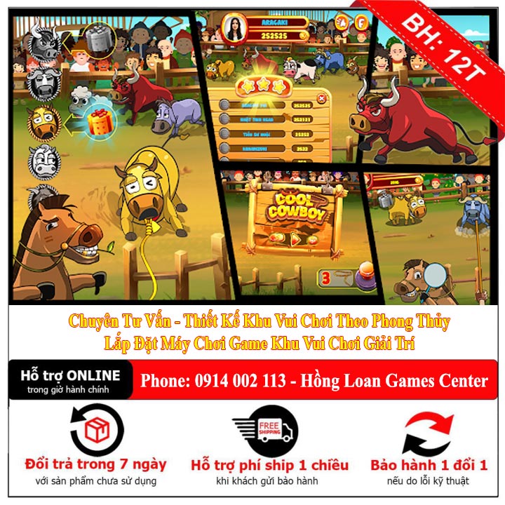 máy bắt bò, máy kéo bò, thiết kế khu vui chơi, hồng loan games center